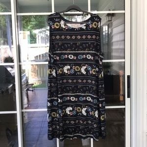 Loft Plus Sized Navy Floral Swing Dress Size 20/22